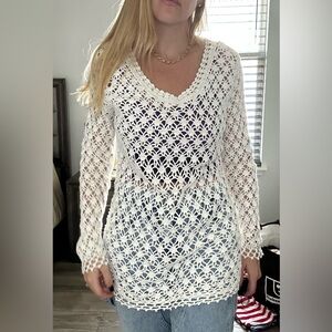Tiara Ivory Crochet Knit Top